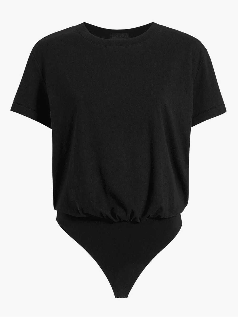 Nuuds Black Short-Sleeve Bodysuit Top - Women's
